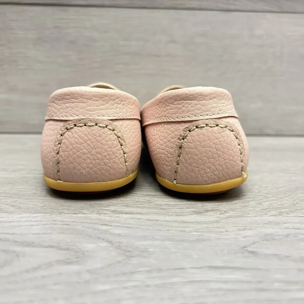 Elephantito Penny Loafers Pink Leather Slip On Driving Moccasin Shoe Size 1